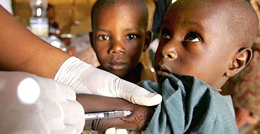 A child getting a vaccination in Africa